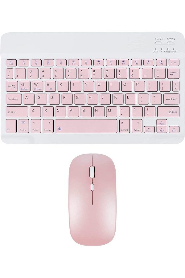 fulina-Wireless Keyboard and Mouse Bluetooth,Rechargeable Wireless Mouse Keyboard Set,Pink,10 inch 1