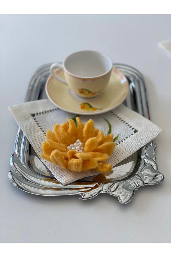 Seda Home Art-6 Pieces Handmade 3D Felt Handmade Cocktail and Coffee Side Presentation Napkins 1