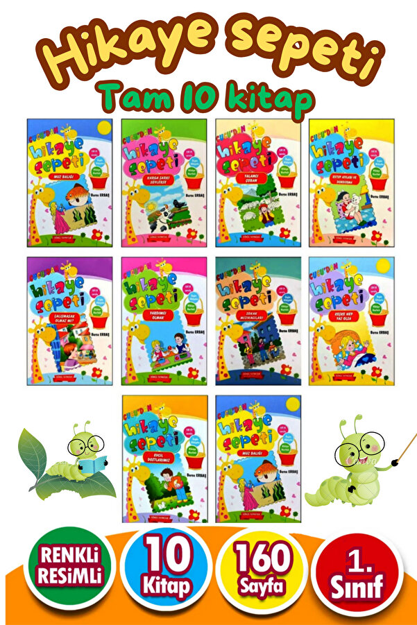 GÖNÜL YAYINCILIK Okumayı Sevdiren 1.sınıf Hikaye Sepeti (10 KİTAP RENKLİ RESİMLİ)