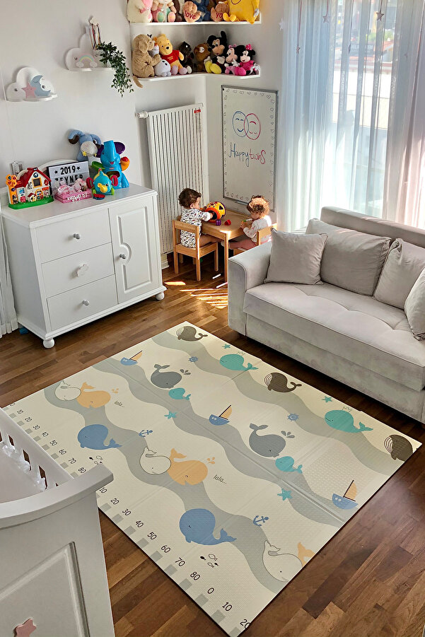 Happy Twins Safari Whales Katlanabilir Çift Taraflı Oyun Matı 180x200x1cm