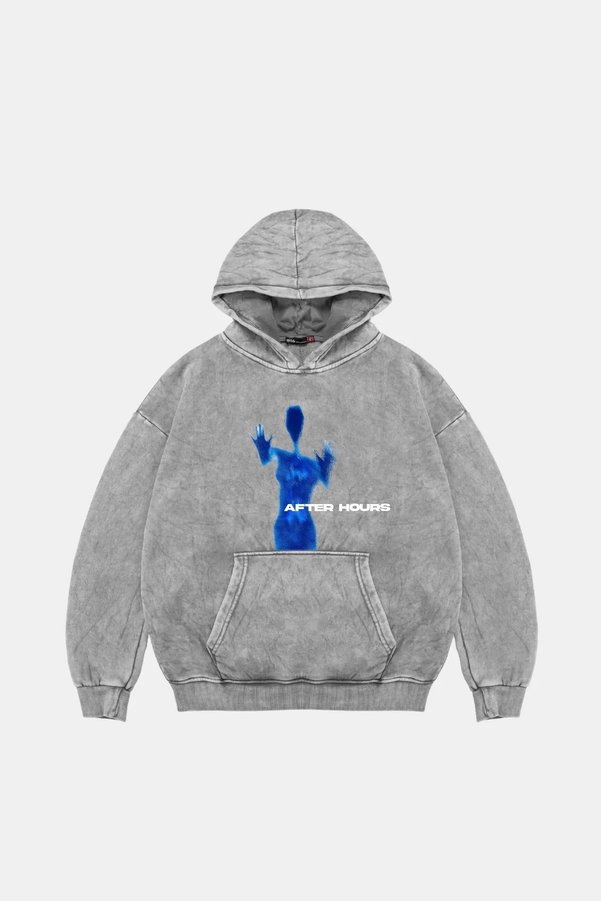 Sekizbiraltı After Hours Printed Oversize Unisex Premium Washable White Hoodie
