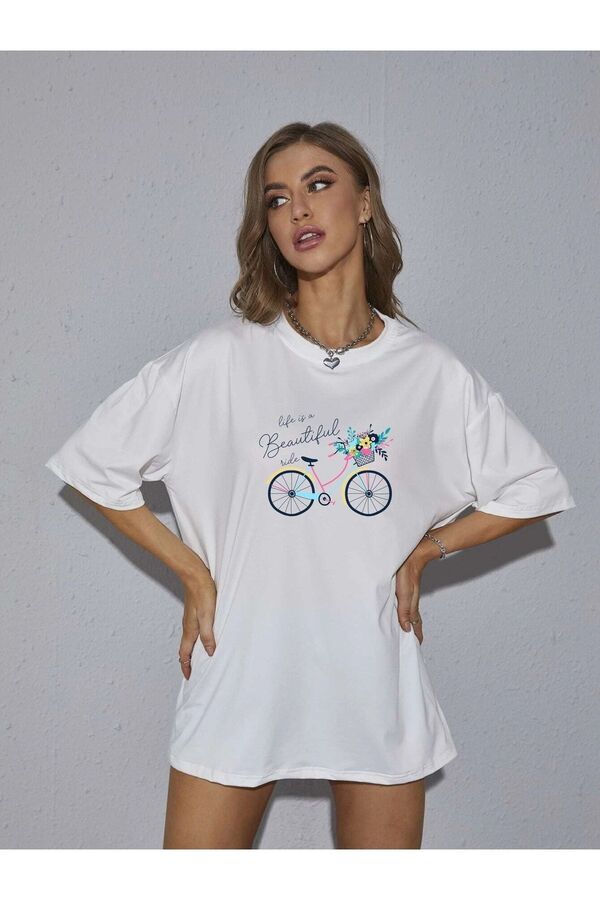 Generic Brands Women's Bike Printed Oversize T-shirt