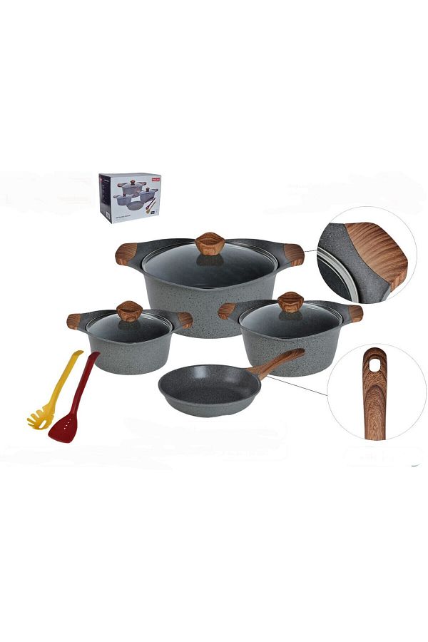 Procila-Procilia Advanced 9 Pcs Cookware Set 19S09G - Lightweight, Non-Stick, Even Heat Distribution 1