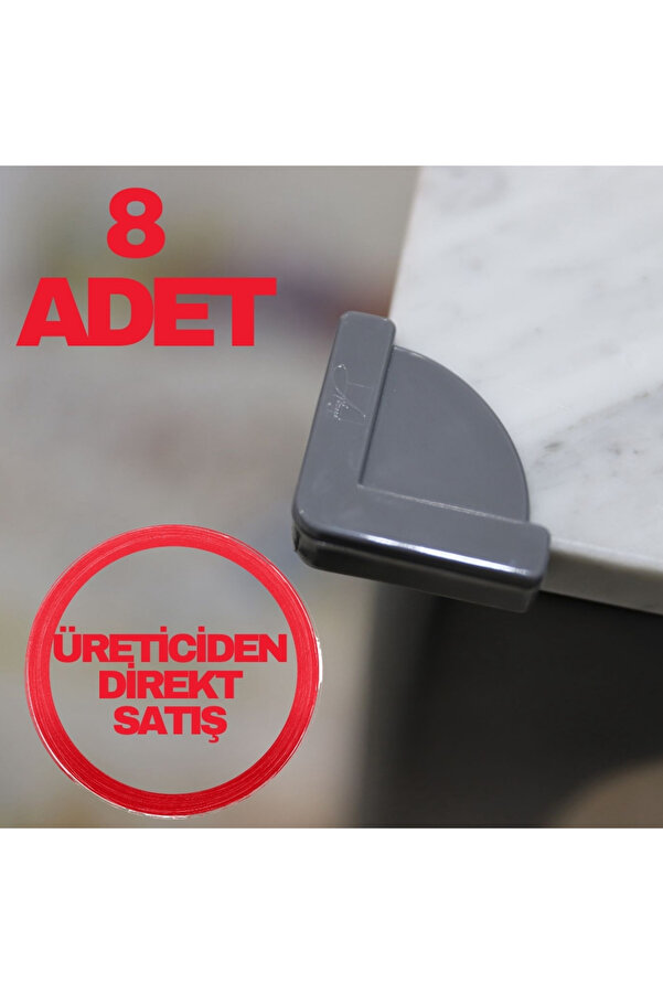 Abuy 8 ADET 3 NOKTADAN 3M YAPIŞKANLI SİLİKON KÖŞE KORUYUCU