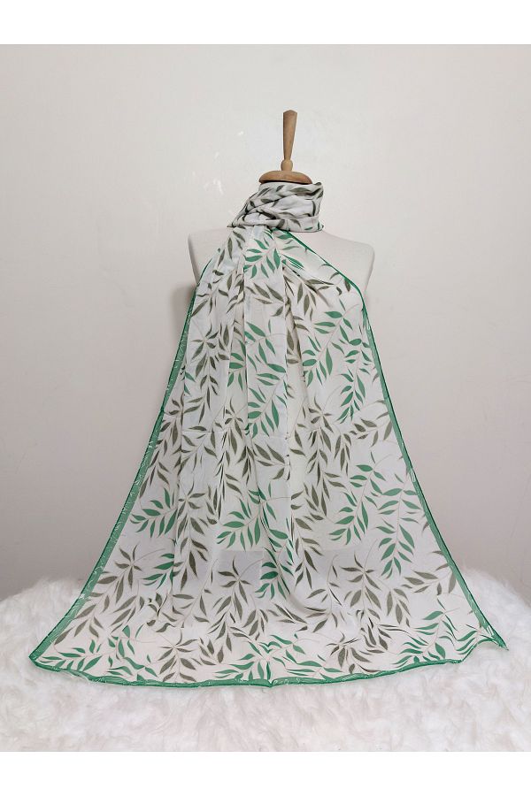 REMOMODA-180X70 cm Patterned Chiffon Shawl - Leaf Model 1