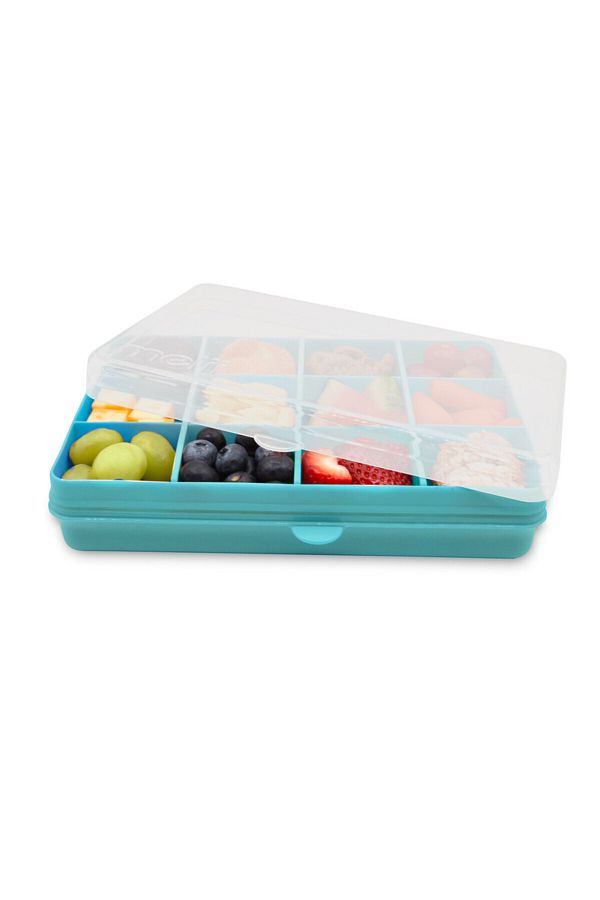 Melii-Snackle Food Container with Removable Divider Turquoise 4oz 1