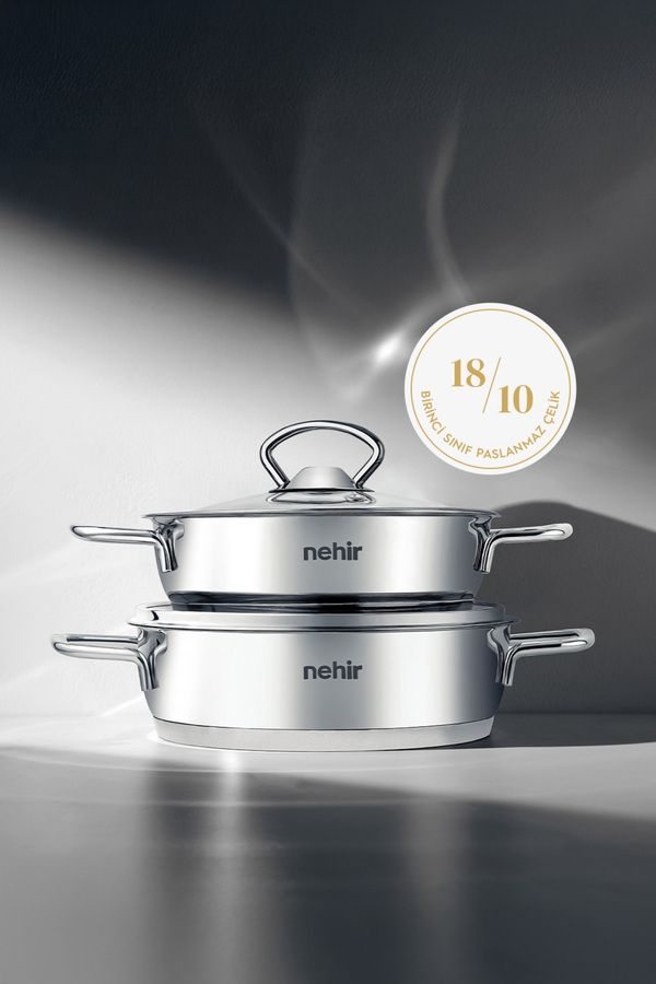 Nehir-Silver 4 Piece Stainless Steel Sahan Set (18-20 cm) 1