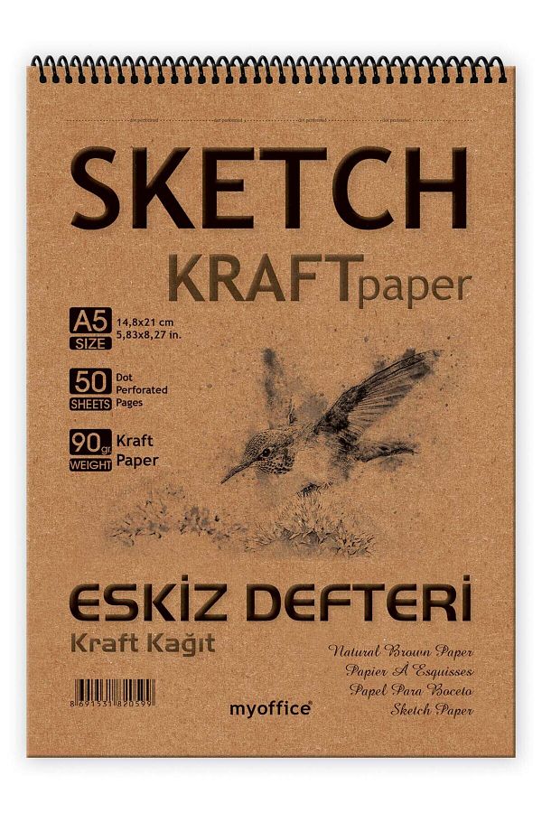 Etika-Kraft Paper A5 Sketchbook 90 grSpiral 50 Sheets Sketchbook 1