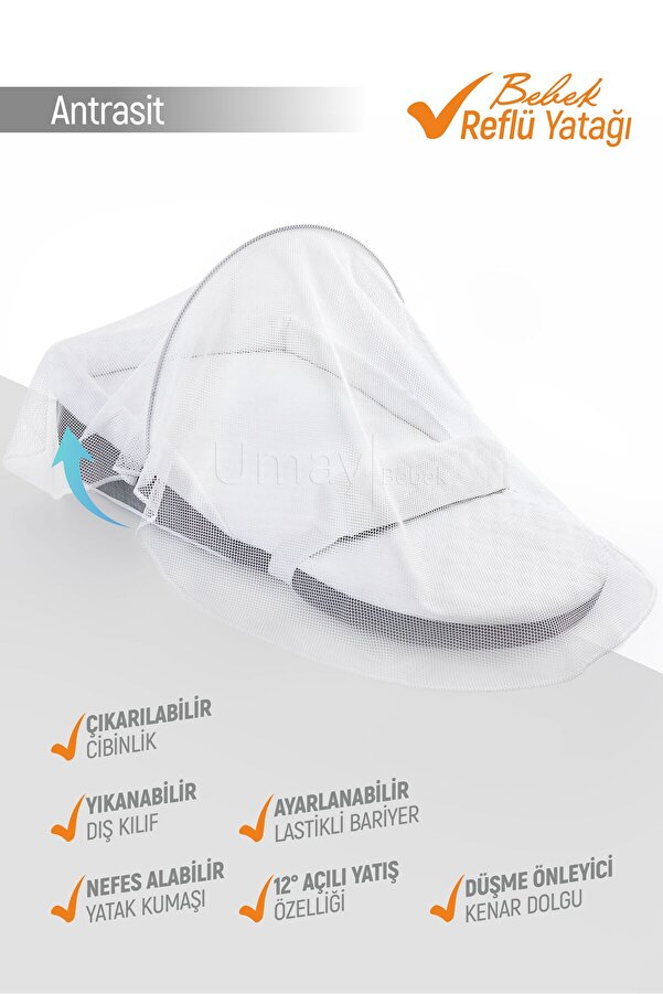 Umaybebek Umay Bebek Reflü Yatağı, Bebek Yatak - Antrasit