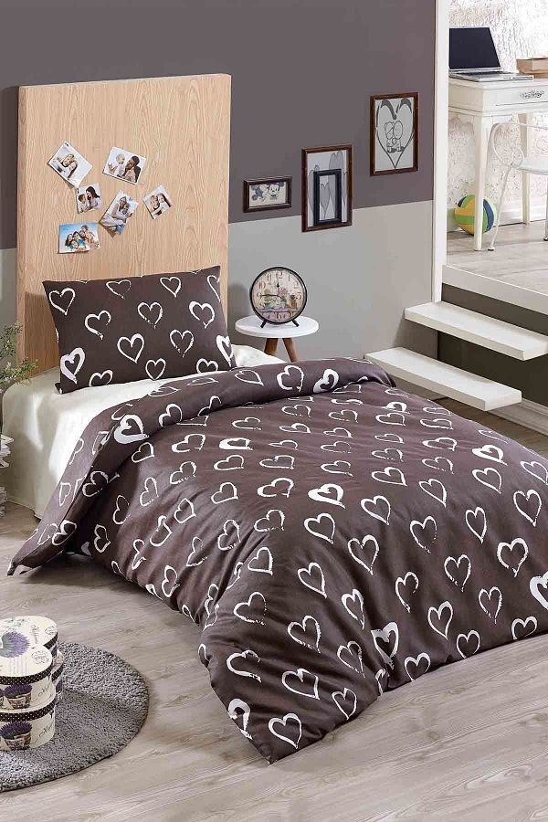 Eponj Home-Single Easy-Iron Duvet Cover Set - Amaour Brown 1