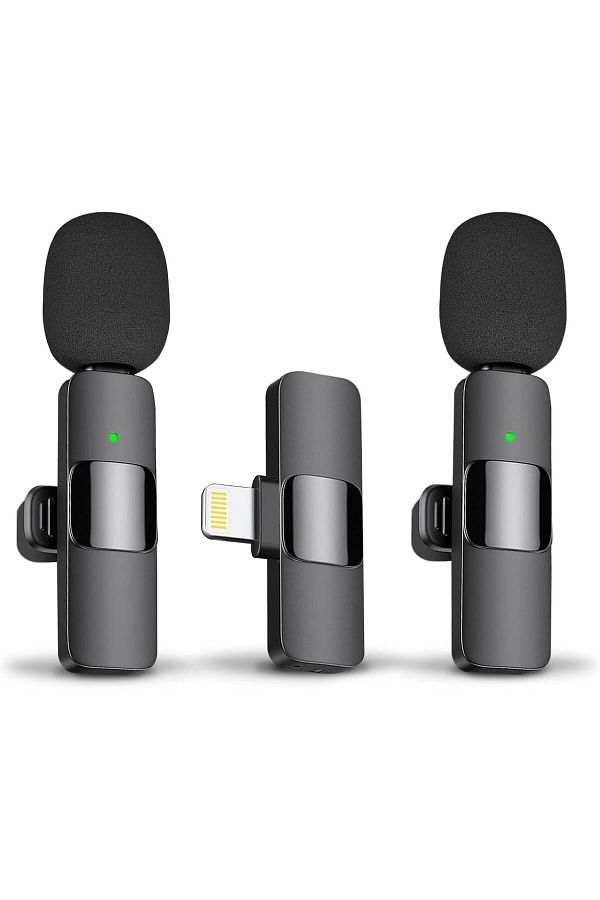 AWH-Wireless Lavalier Mic for iPhone/iPad, Bluetooth Omnidirectional Mic for Podcast, Vlog, Black 1
