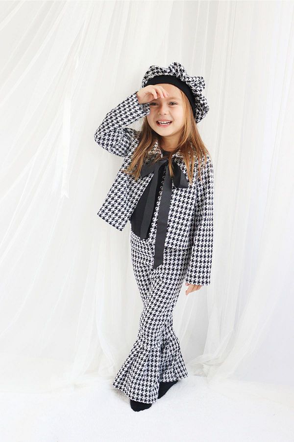 Parla Kids-Fete Copii Negru Lisabona Jacquard Jachetă în carouri Pantaloni Cap Bottom Top Set de Crăciun 1
