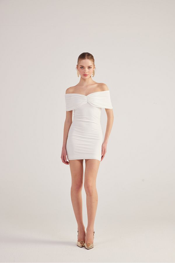 HOLLY LOLLY-Šaty Madonna Collar Mini Muse White 1