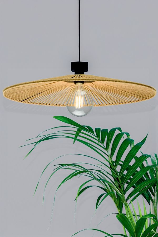 NYLife-Rustic Bohemian Design Wicker Jute Fan - Chandelier Lamp Lighting 1
