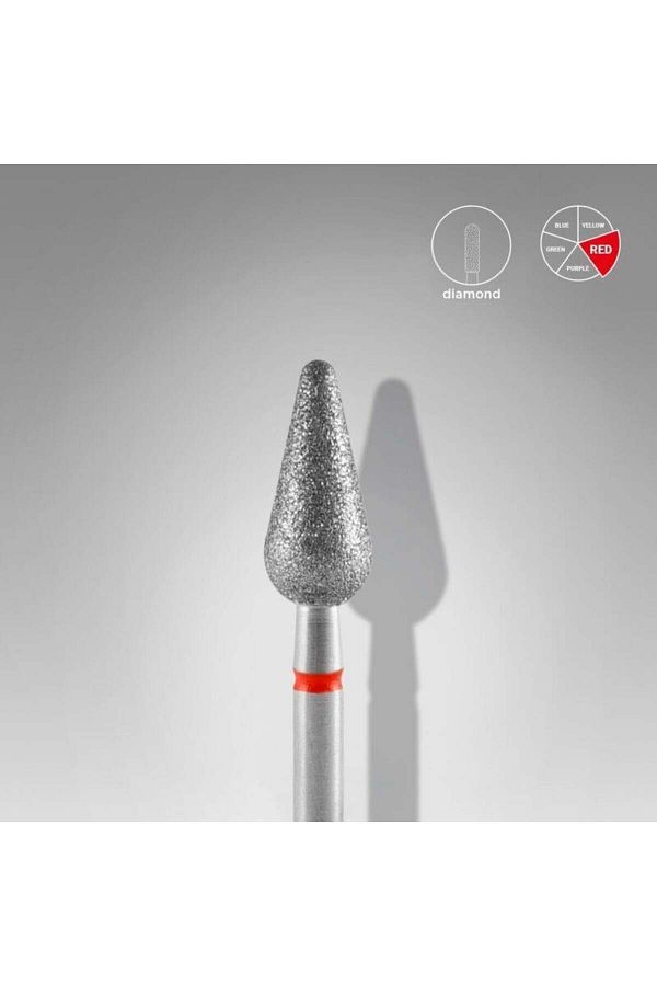STALEKS-Red Diamond Pear Pointed Milling Cutter - Diameter 5 Mm, Working Part 12 mm 1