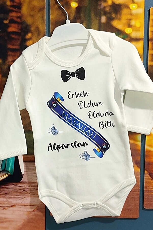 miniya bebe Sünnet Anılarınıza Özel Isimli Uzun Kol Zıbın Trndylsz005u