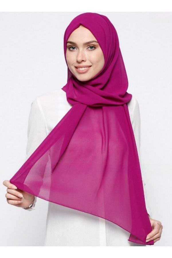 Differenza-Light Fuchsia Crepe Chiffon Shawl 1