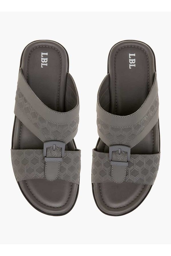 LBL by Shoexpress-LBL by Shoexpress Textured Slip-On Arabic Sandals with Buckle Detail 1