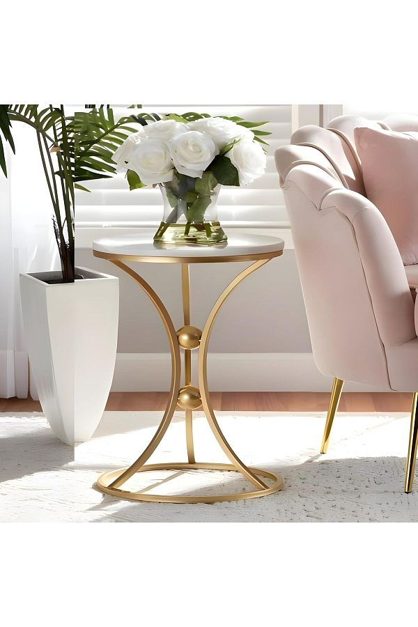 Generic-Modern Round Marble Wood Side Tables and Bedside Tables 1