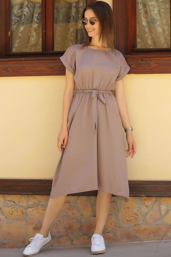 armonika-Dámské norkové šaty s elastickou kravatou ARM-18Y001120 1