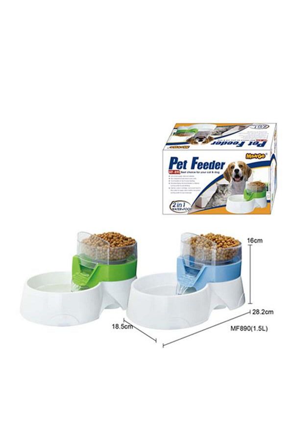 Dophin-Green-blue Food Bowl + Water Waterfall 1