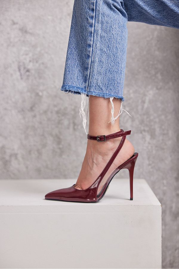 AYAKKABI PRENSİ-Pia kotníkový pásek Transparentní Detail Cherry Stiletto 10 cm Dámské jehlové podpatky 1