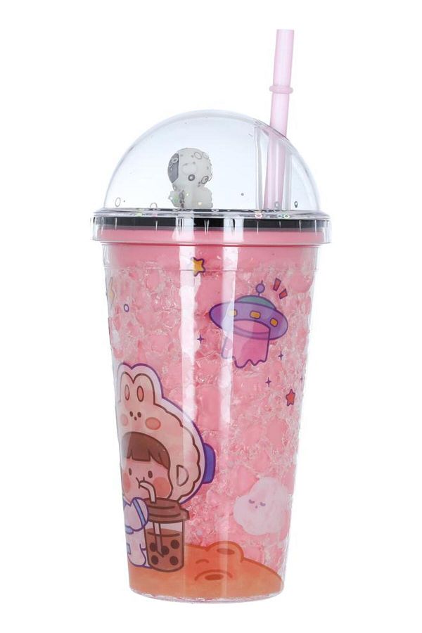 ALSAIF-Save Soo Plastic Juice Cup With Straw 450 Ml Colorful 1