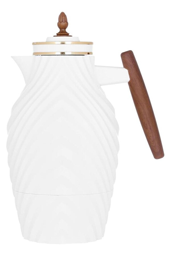 ALSAIF-Noora Plastic Thermos From 1 Liter Wooden Handle White 1
