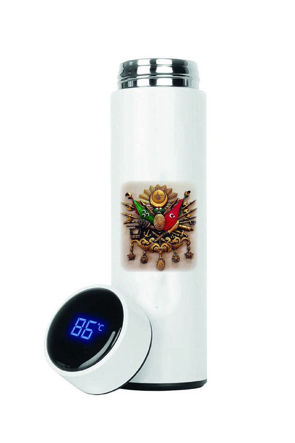 DKDZ SHOP-Ottoman Coat of Arms Printed Steel Thermos with Indicator 450ml.-016 1