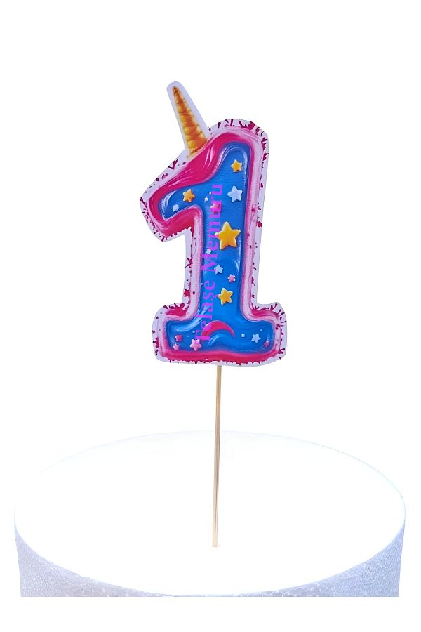 telaşe memuru-Unicorn cake topper number 1 - unicorn birthday concept number 1 with stick 1