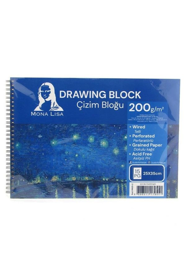 MONA LİSA MİLANO-Südor Mn25-2 Mona Lisa Spiral Arts Notebook - Drawing Block 25X35Cm 200Gr. 15Yp. 1