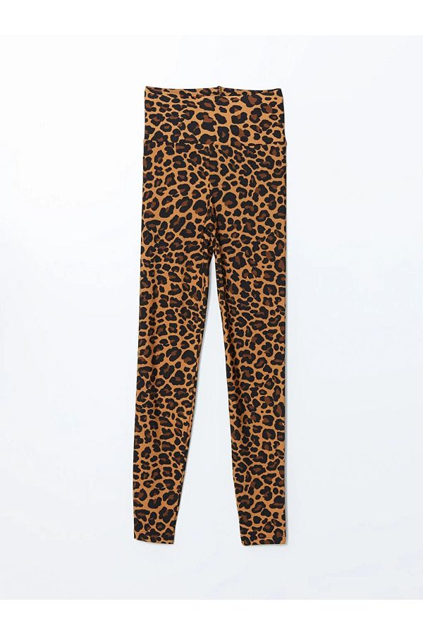 LC Waikiki-Lcw Vision Women's Leopard Print Leggings with Mixed Waist Elastic 1