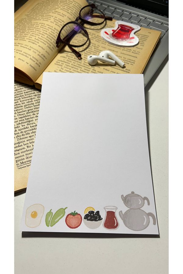 Handeto Kraft-Breakfast Themed A5 Notebook with Glue - Check Pluck Notepad and No Line Memo Pad 1