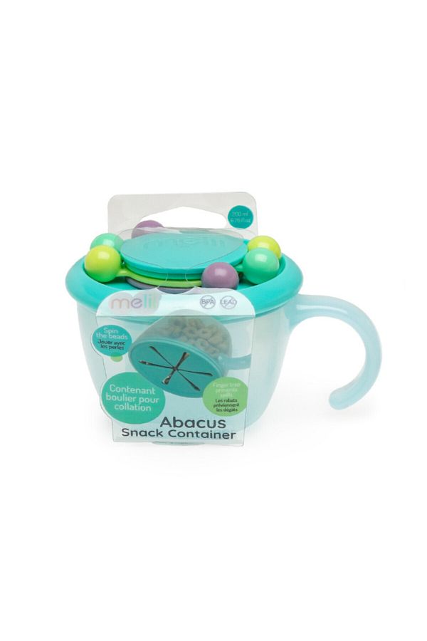 Melii-Abacus Snack Container with finger trap Turquoise 1