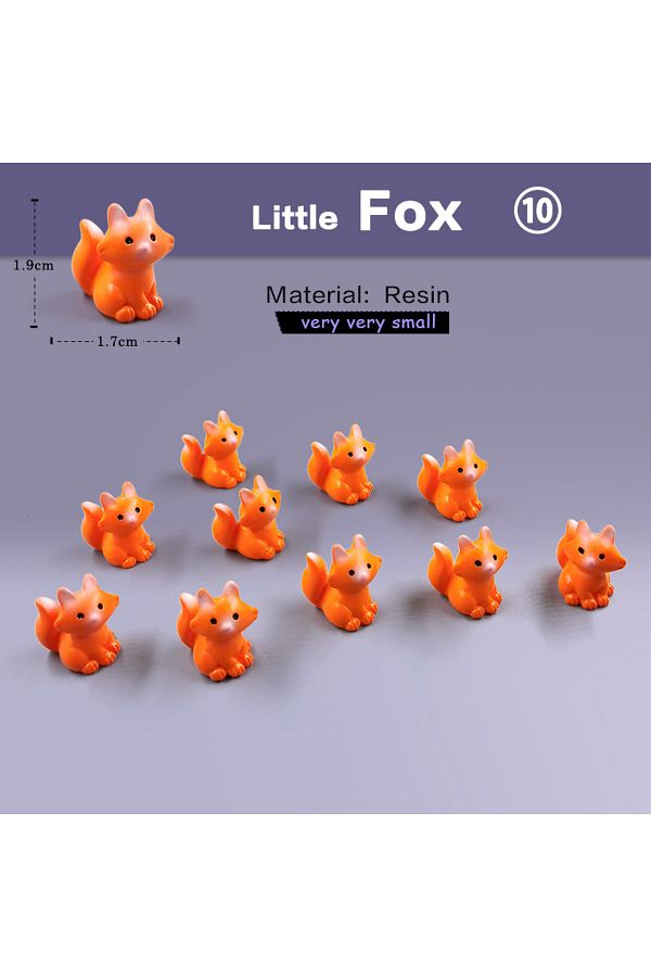 Choice-10pcs Fox 10pcs Easter Rabbit Squirrel Elephant Fox Sheep Duck Pig Cat Frog Snake Figurine Miniature 1