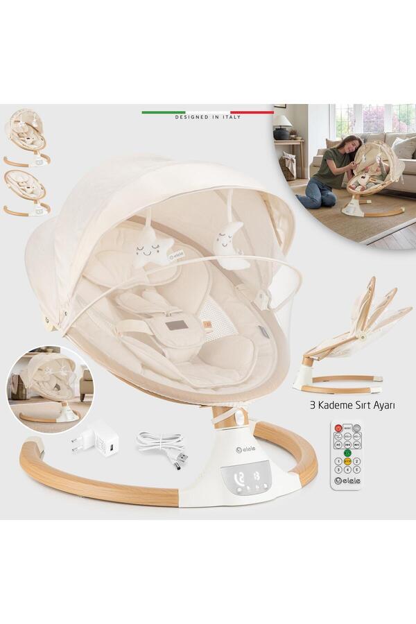 Elele Amore 2 Elektrikli Otomatik Sallanan Ana Kucağı Kademeli Bej