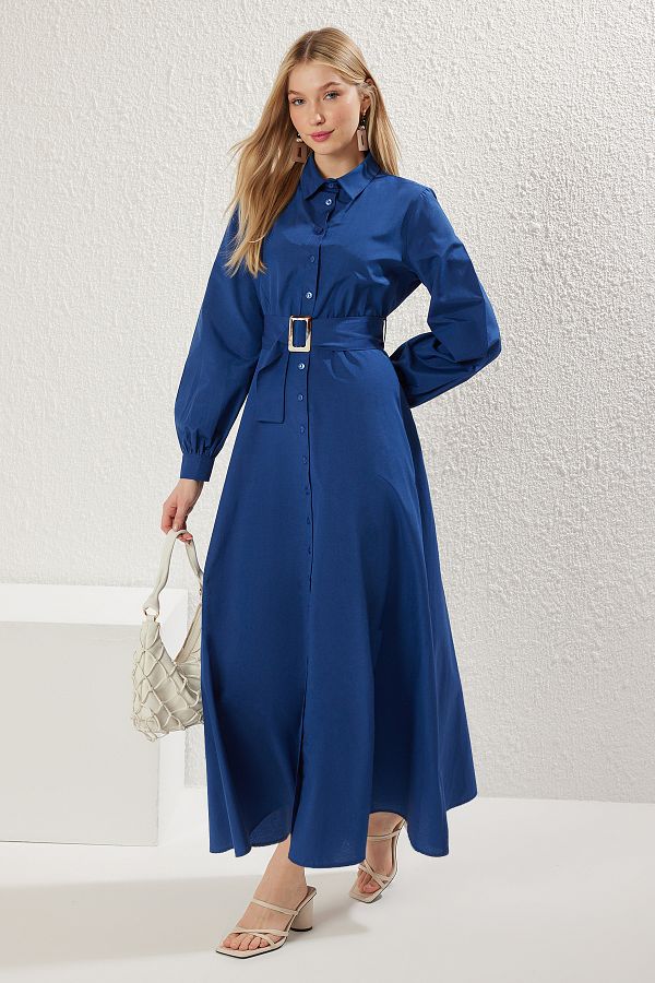 Trendyol Modest-Saks gewölbtes gewebtes Hemdkleid TCTSS25EB00064 1
