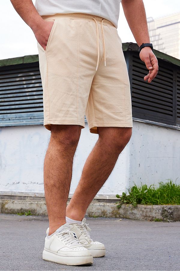 Trendyol Collection-Pantaloni scurți cu șireturi din cauciuc de culoare piatră medie - TMNSS20SR0070 1