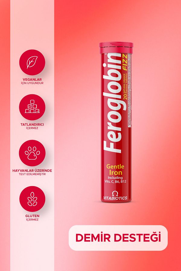 Vitabiotics-20 Effervescent Tablets - Containing Feroglobin Fizz, Iron (Gentle Iron), Vitamin C, Folic Acid, Zinc, Copper 1
