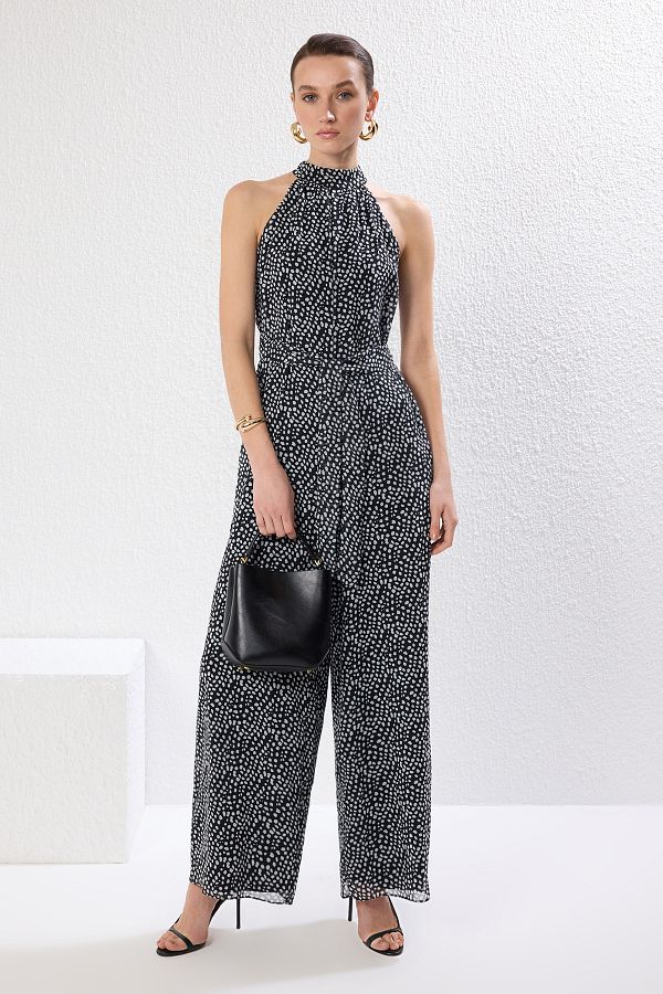 Trendyol Collection-Mehrfarbiger, mit Gürtel gefütterter, gewebter Chiffon-Overall TWOSS23TU00093 1