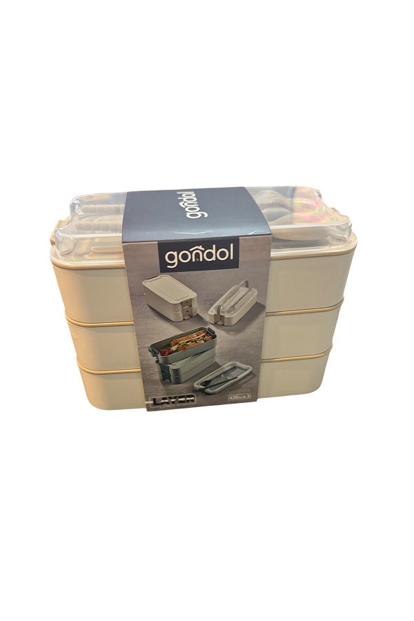 Gondol-Diet - Lunch Box - 3 Layer Lunch Box with Spoon and Fork 1