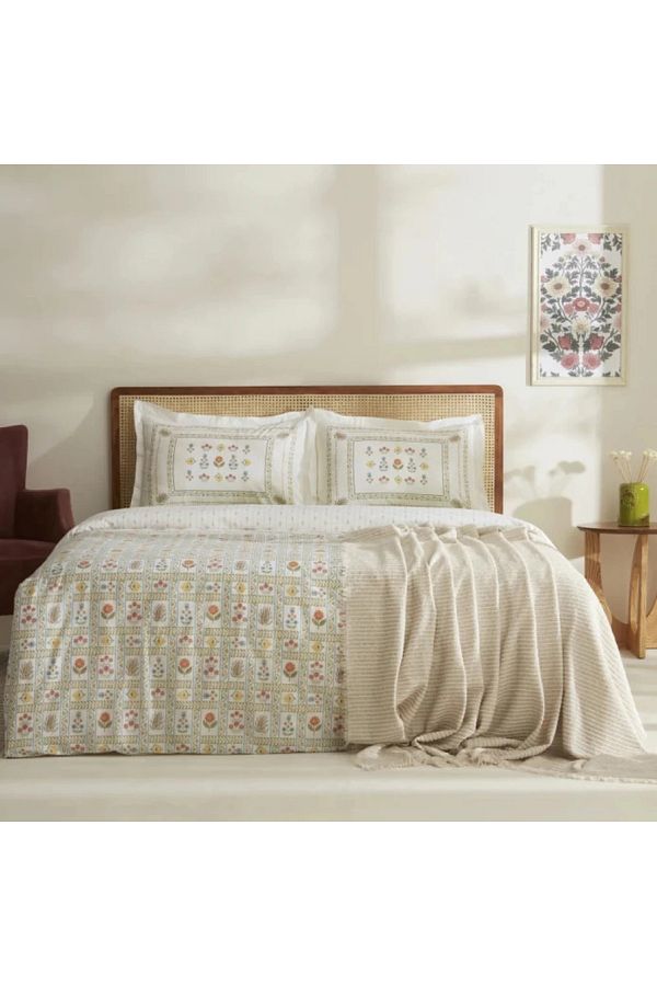 Karaca-Home Arty 100% Baumwolle Doppelbett Bettwäsche und Decken Set 1