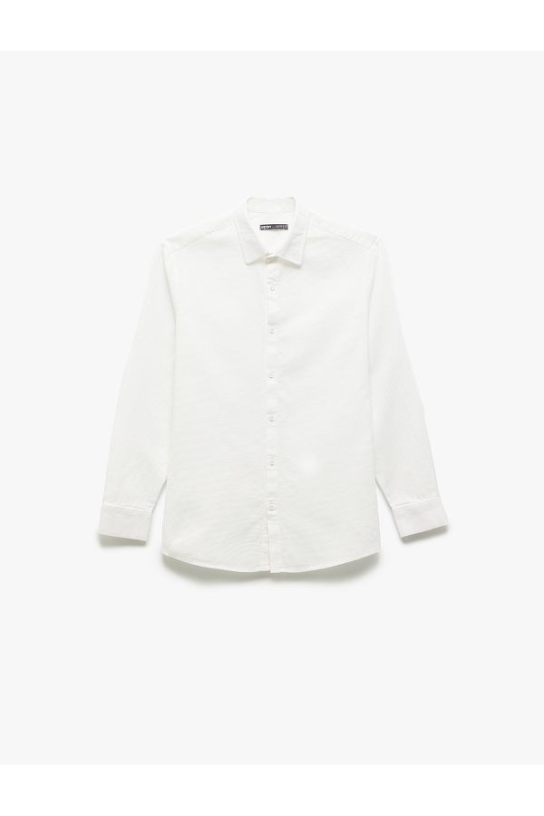 Koton-Cotton Slim Fit Long Sleeve Italian Lapel Shirt 1