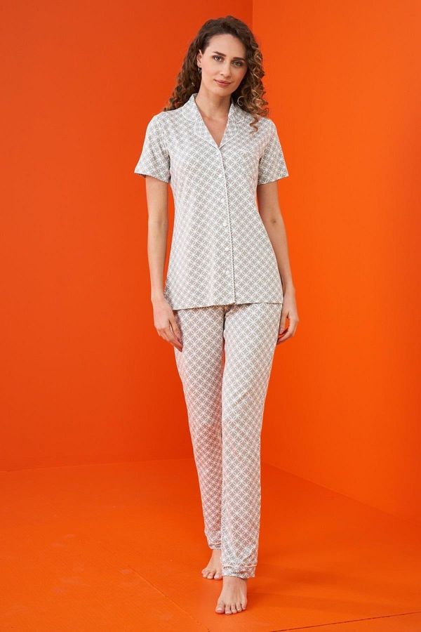 Pjs Pijama-Pjs 23203 Women's Buttoned Patterned Pajama Set 1
