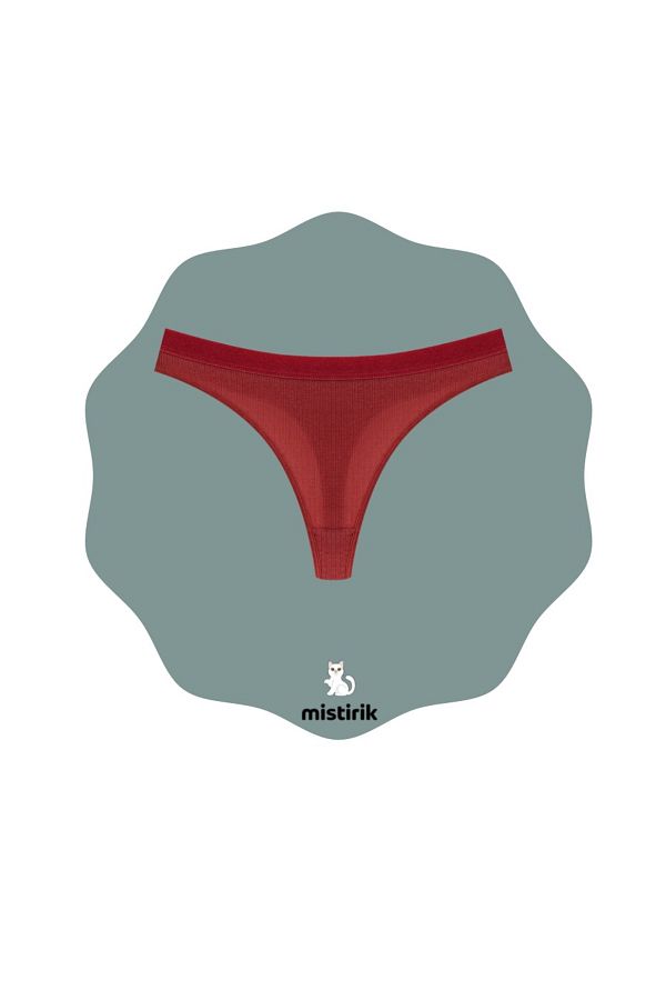 MİSTİRİK-Paulo Model Burgundy String Panties - Ribbed and Flexible Soft Fabric 1