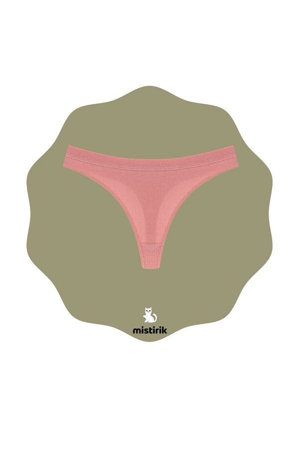 MİSTİRİK-Paulo Model - Pastel Pink String Panties with Ribbed and Flexible Soft Fabric 1