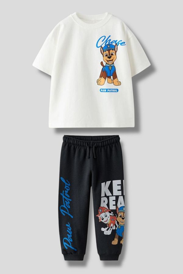 Magu-Set de tricou și pantaloni de trening pentru băieți cu imprimeu Paw Patrol Chase 1