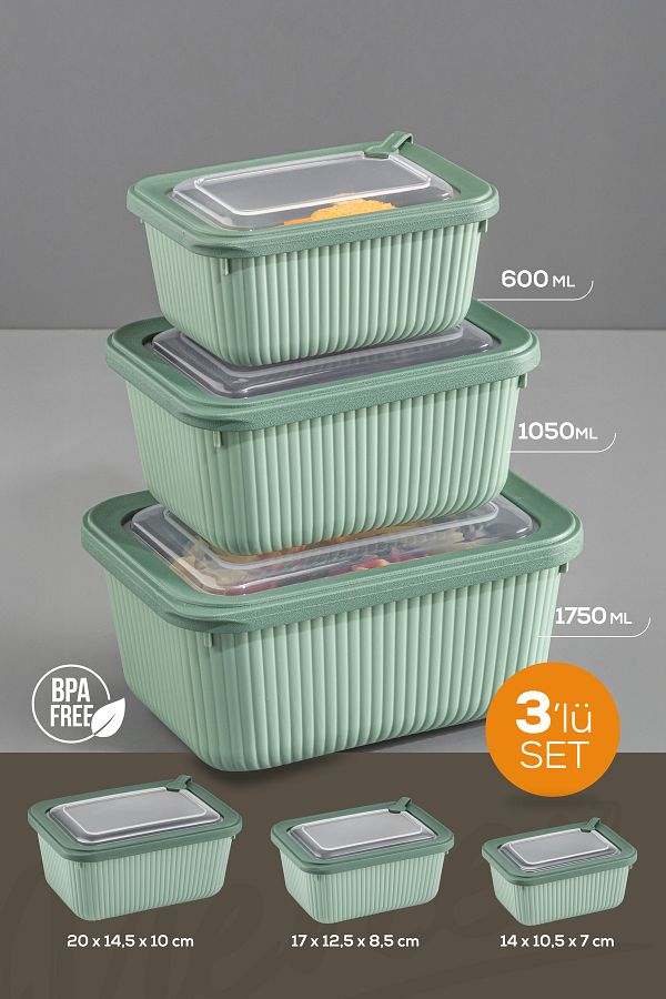 Vienev-3'Lü Vip Rectangular Microadio and Diffrized Suitable 1 Set 1750, 1050, 600 ml 1