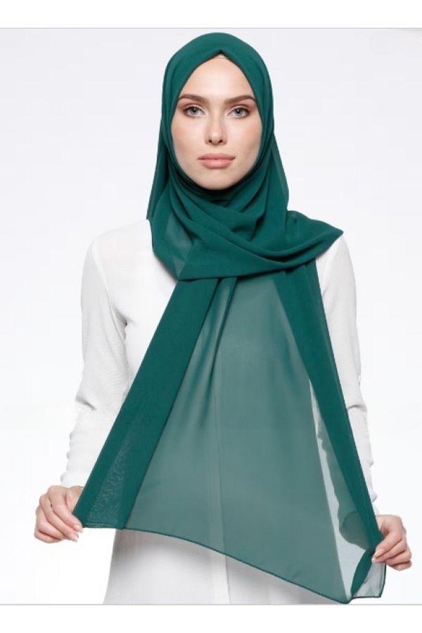 Differenza-Matte Emerald Crepe Chiffon Shawl 1