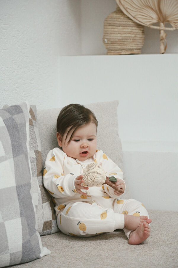 DoDo'S Baby Limon Desenli Organik Kaşkorse Bebek Tulum